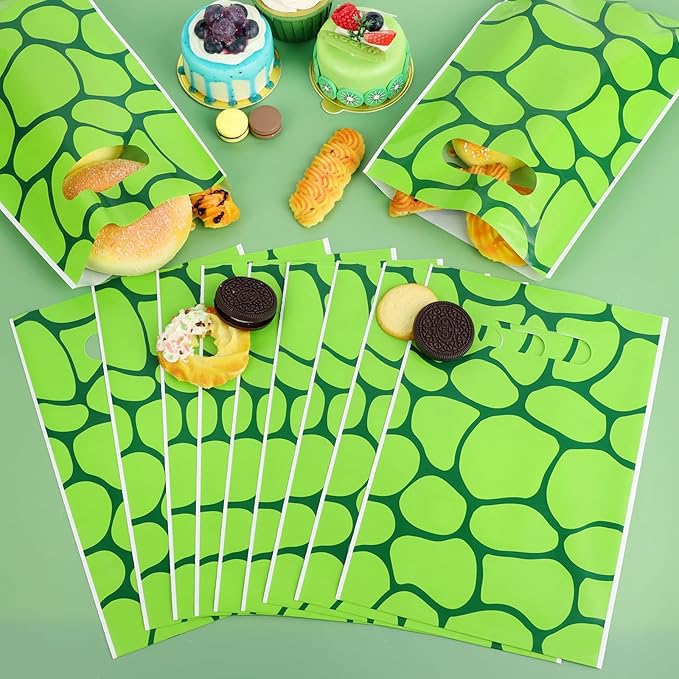 Hxezoc 50 Pieces Turtles Party Bags Plastic Turtles Bags Practical Gift Bags Pet Party Favors for Turtles Theme Birthday Party Decoration Supplies