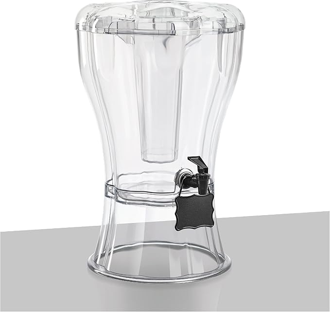 Buddeez 3.5 Gallon Clear Drink Dispenser - Built In Ice Cone and Spigot for Easy Pouring - Party-Perfect Serving Station with Chalk Board Tag