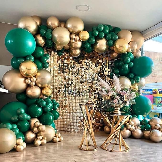 Voircoloria 130pcs Dark Green Balloons Different Sizes 18" 12" 10" 5" Hunter Green Balloons for Birthday Dinosaur Baby Shower St. Patrick's Day Summer Jungle Forest Safari Party Decorations