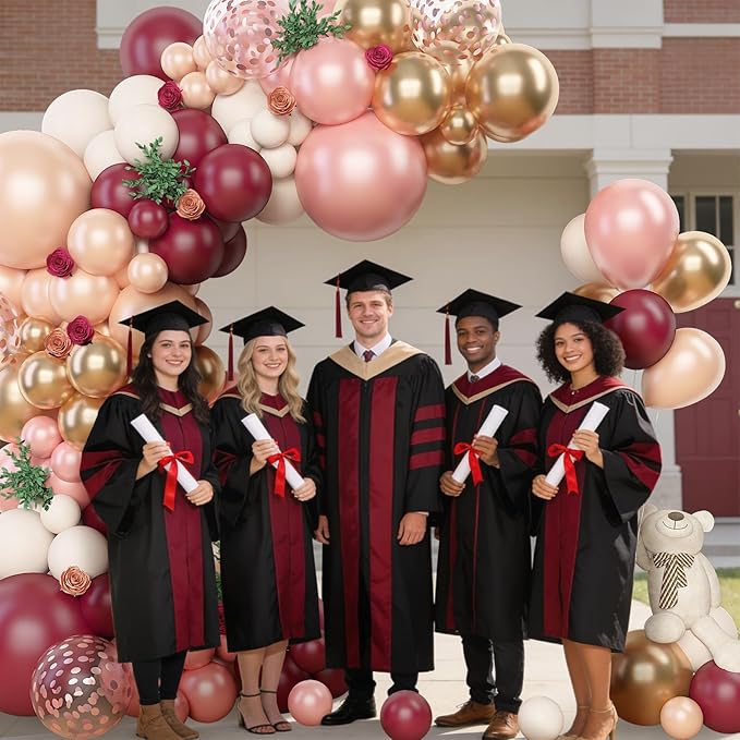 Amandir 153pcs Burgundy Balloons Arch Garland Kit Different Sizes 18 12 10 5 Inch Pearl Champagne Rose Gold Confetti White Maroon Balloon Mothers Wedding Birthday Bridal Graduation Party Decorations