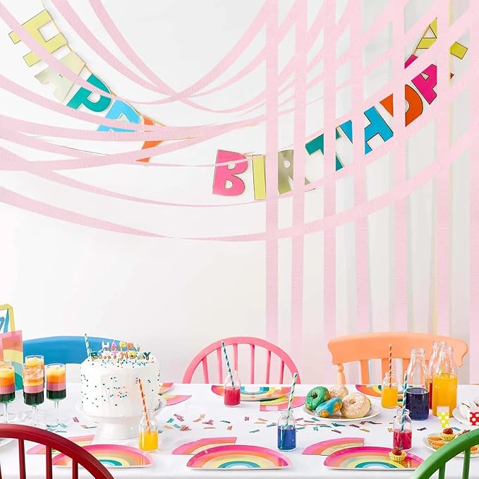 8 Rolls Pink Crepe Paper Streamers Party Streamers Photo Booth Streamers for Girls Birthday Baby Shower Wedding Princess Party Supplies(Total 656ft, 1.8Inch x 82Ft/Roll)