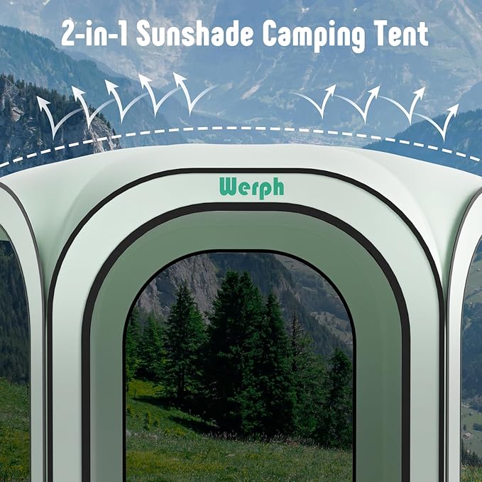 Werph 12x12 Pop Up Screen Tent, Mosquito Net Gazebo, UV Resistant Roof Waterproof Screen Canopy, Quick Setup Outdoor Shelter for Backyard, Patio, Garden, Picnic, Camping and Events, Green