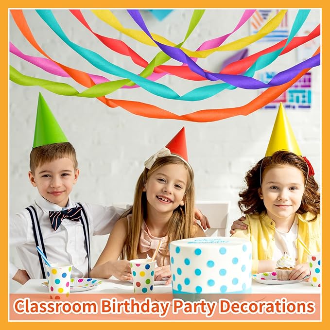 Watersay 16 Rolls Rainbow Crepe Paper Streamers 528 ft Colorful Classroom Party Decoration Back to School Classroom Ceiling Decor Graduation Party Streamers for Festivals Birthday Theme Wedding Indoor