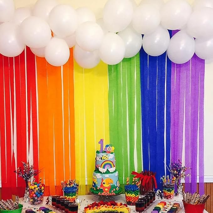 6 Rolls 738ft Crepe Paper Streamers, 6 Colors Party Streamers for Party Backdrop Craft Tissue Paper Decorations Wedding Birthday Graduation Decor DIY Supplies - 2.2 Inch x 123 Ft/Roll
