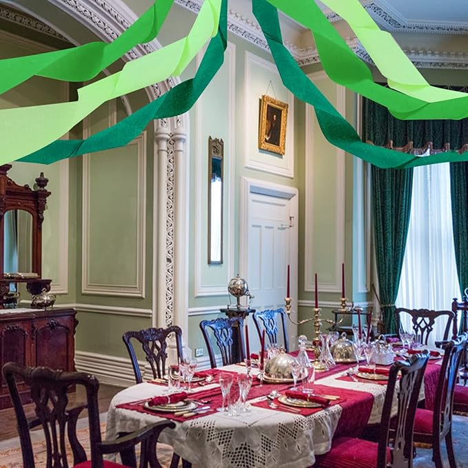 TKEJZu Green Crepe Paper Streamer - 492 Feet, 6 Rolls, Spring Party Backdrop Decor for Green Theme Birthday, Wedding, Baby Shower, Irish Lucky Day Hanging Party Decoration