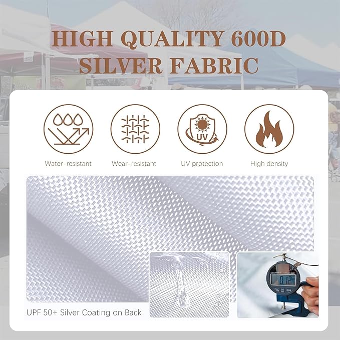 SCOCANOPY Commercial 10x10 Pop Up Canopy Replacement Cover Top with Air Vent,Canopy Cover ONLY, (Light Grey)