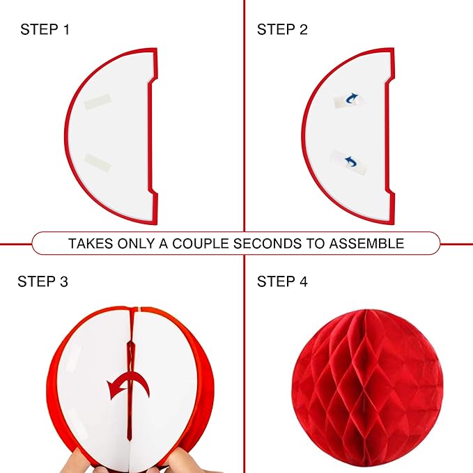 Red Birthday Decorations, Happy Birthday Banner with Honeycomb Balls, Circle Dot Garland and Hanging Swirl Decorations for Women Men Boys Girls (Red Black)
