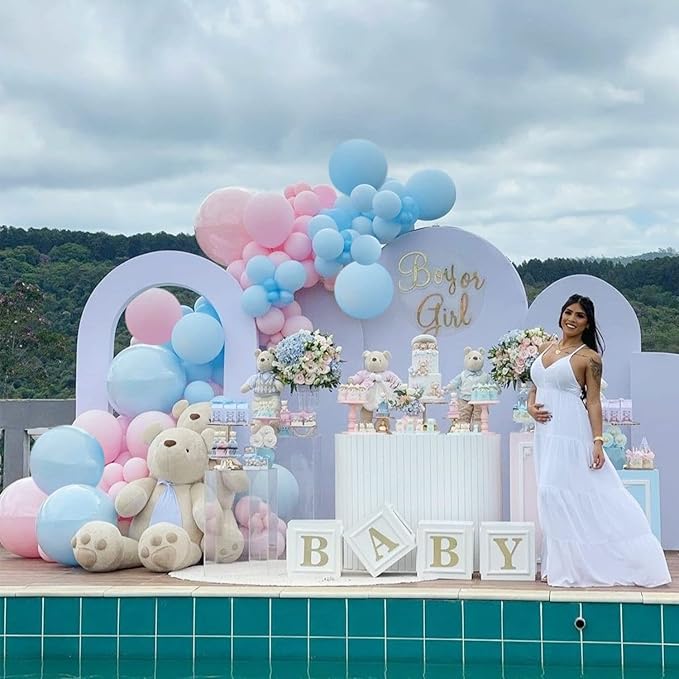 CANREVEL Gender Reveal Pink and Blue Balloons 120 pcs Macaron Blue Pink Latex Balloons Garland Arch kit for Baby Shower Birthday Bridal Shower Wedding Anniversary Party Decorations