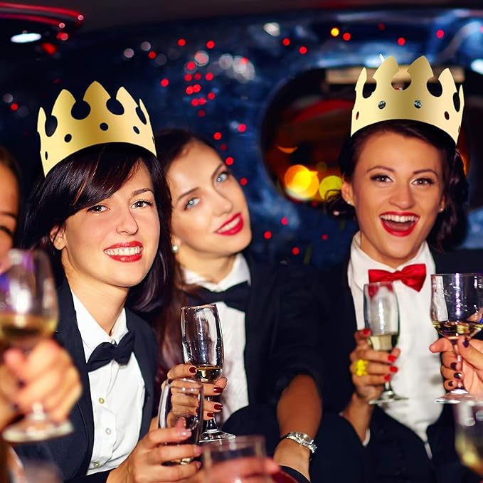 SIQUK 48 Pieces Paper Crowns Gold Paper Party Crown Hats King Crown for Kids and Adults