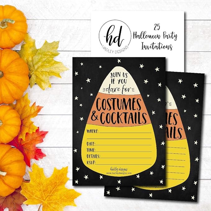 Hadley Designs 25 C&y Corn Costume Party Invitations Halloween, Birthday Invites Kids-Kids Halloween Party Invitations Adult Halloween Invitations Kids, Halloween Birthday Party Invitations