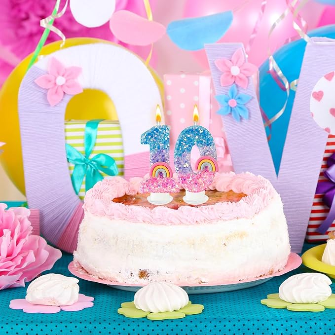 Rainbow Birthday Number Candles, Number 0 Candles, Cupcake Decorations, Macaron Birthday Cake Decorations, Cartoon Theme Party Supplies (Number 0)