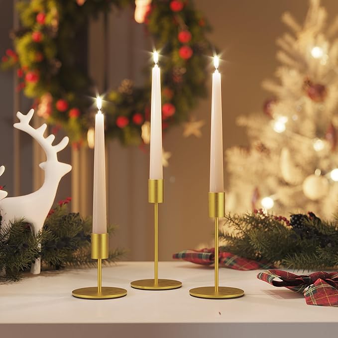 zeochyni Set of 12 Gold Taper Candle Holders Bulk Candlestick Holders, Decor Candle Stick Candle Holder for Table or Mantel Centerpiece, Wedding, Dinning, Party Home Decor