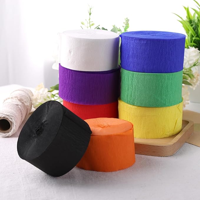 VGOODALL 8 Rolls Party Crepe Paper Streamers, 944ft Pack for Birthday Baby Shower Wedding Graduation Colorful Party Supplies Doorway, Wall, Backdrops, Ceiling, Decorations, 1.8" x118ft