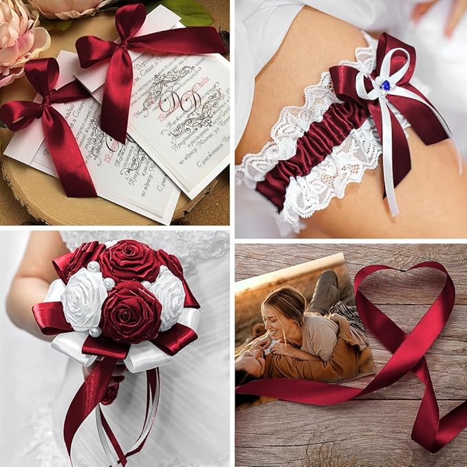 Red Ribbon for Gift Wrapping 1 Inch 25 Yds Satin Ribbons for Hair Wine Ribbon Burgundy Ribbons for Crafts Wedding Decor Flower Bouquet Chirstmas Hair Bows Sewing, Teacher