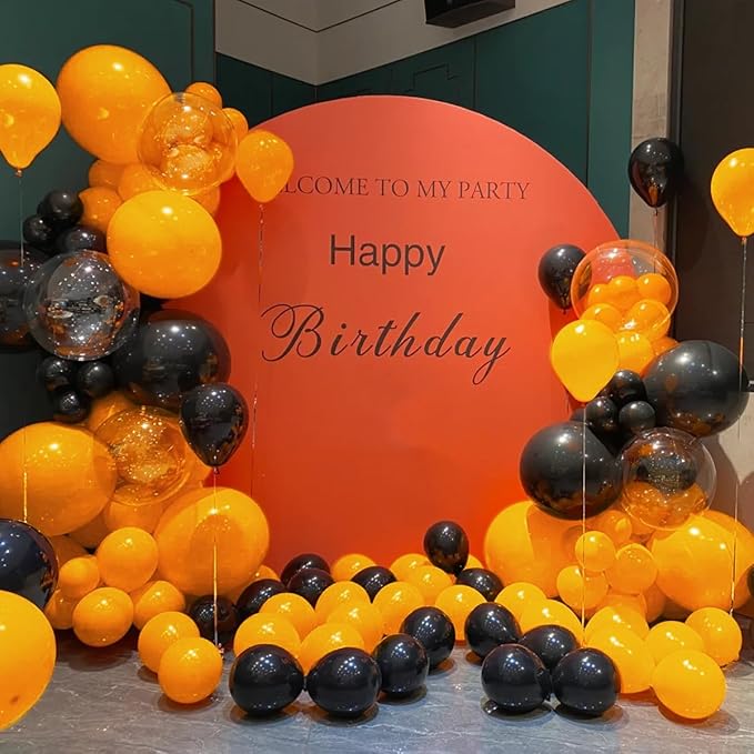 Orange and Black Balloons Arch Kit, 151Pcs Black Orange Bobo Balloons Garland 18 12 10 5 inch for Halloween, Graduation, Birthday Bengals, Harley Davidson Party Decoration
