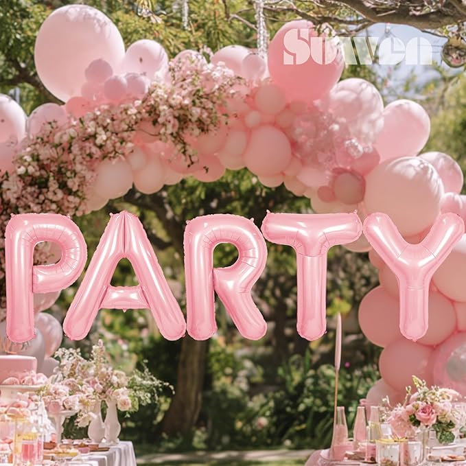 SUWEN 40 Inch Pink Large P Letter Balloons Big Foil Helium Letter Balloons A-Z Jumbo Mylar Happy Birthday Party Decorations for Girl Anniversary Party Supplies