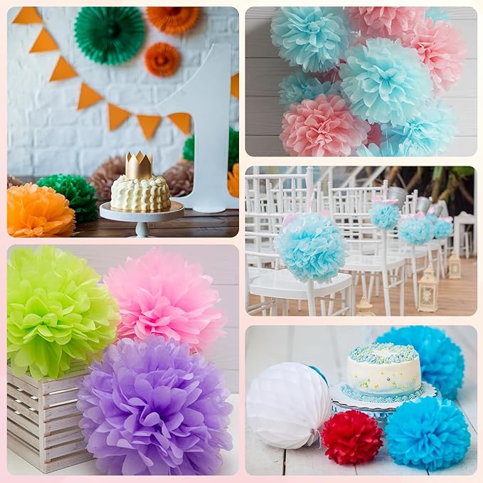 PATIKIL 14inch Tissue Paper Pom Poms, 12PCS Pom Poms Paper Flowers Ball Tissue Paper Flowers for Wedding Bridal Shower Birthday Bachelorette Party Backdrop Decoration, Grey