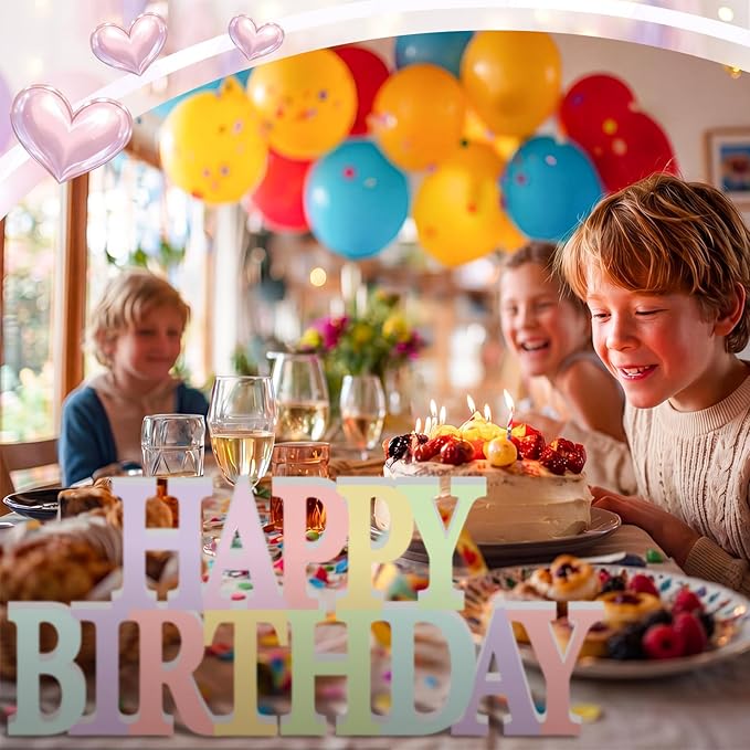 Novabright Happy Birthday Sign Centerpieces for Table Birthday Party Decorations for Women Bday Birthdays Themed Celebration Party Supplies(Pastel,No Glitter)