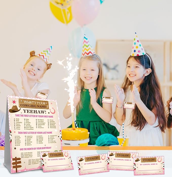 Cowgirl Birthday Party Decorations-Birthday Party Games,Cowgirl Theme Birthday Party Sign,Baby Shower Decorations,Birthday Party Game,Baby Shower Games,What's Your Cowgirl Name