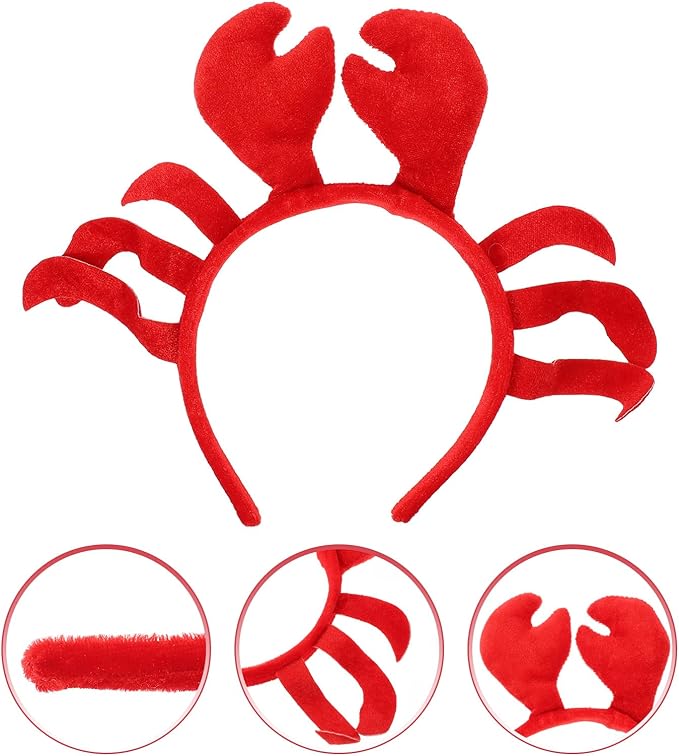 INOOMP Crawfish Headband Lobster Head Bopper Lobster Headband Red Headwear Costume Animal Cosplay for Halloween Dress Up Christmas Party