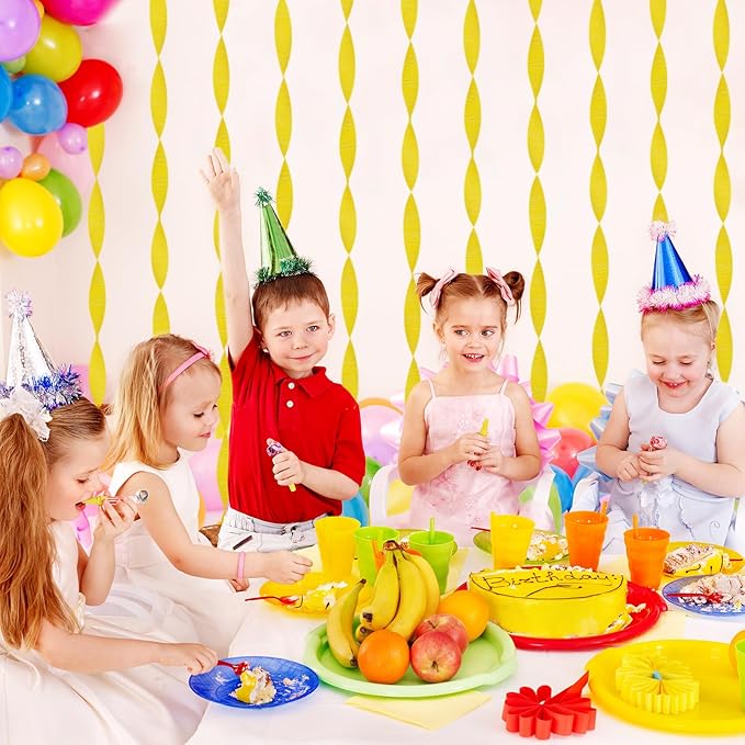 8 Rolls Yellow Crepe Paper Roll Party Streamers Photo Booth Backdrop Party Supplies for New Year Birthday Engagement Wedding Christmas Thanksgiving Party Decorations(Total 656ft, 1.8Inch x 82Ft/Roll)
