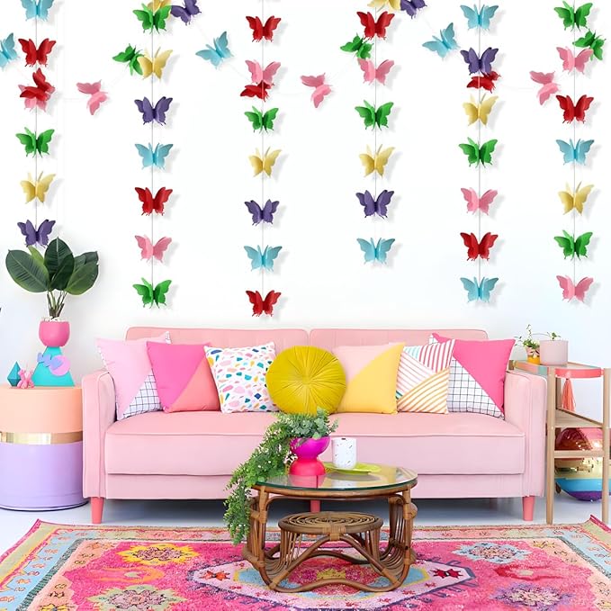 Butterfly Decorations, Butterfly Birthday Decorations for Wedding Baby Shower Birthday Party Decorations Rainbow Pack of 4, 10001
