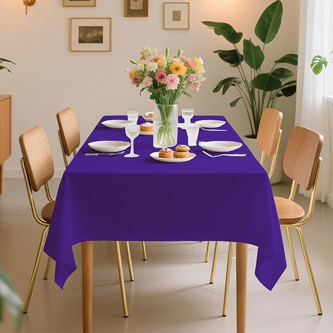 6 Pack Premium Disposable Plastic Tablecloth 54" x 108" Party Table Cloths Disposable for 6 to 8 Foot Tables Indoor or Outdoor Birthdays Weddings Christmas Anniversary Buffet Table (Dark purple)