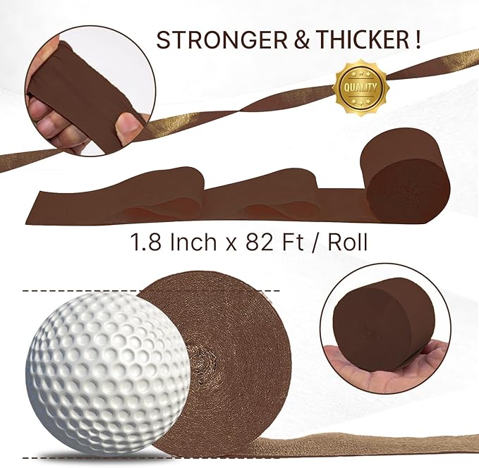 PartyWoo Brown Crepe Paper Streamers 4pcs 328ft Pack of Boho Neutral Crepe Paper Streamers for Birthday Baby Shower Wedding Graduation Anniversary Retirement Woodland Jungle Theme Party Decorations
