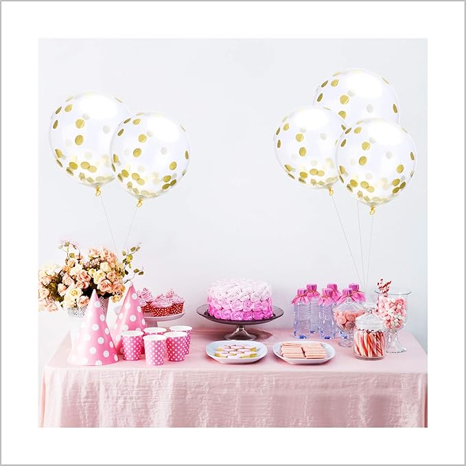 36 Inch Jumbo Confetti Balloons, Giant Latex Balloon with Gold Confetti (Premium Helium Quality) Pkg/6 Latex glitter balloons for Party/Birthdays/Wedding/Festivals Christmas and Event Decorations