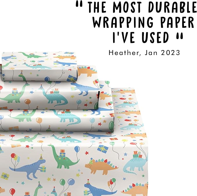 CENTRAL 23 Dinosaur Wrapping Paper Birthday Boy - 6 Sheets Dino Gift Wrap For Children - Dino Birthday Party - Kids Wrapping Paper - Comes With Stickers
