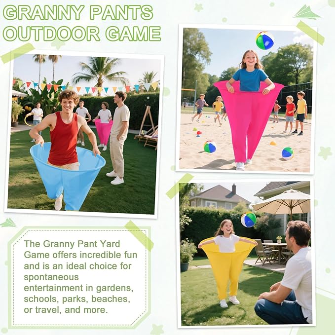 Granny Pants Yard Game Freaky Party Games Pants with Bouncy Balls and Air Pump Oversized Granny Pants Outdoor Game for Adults and Family Interactive Throwing Game for Group Gatherings