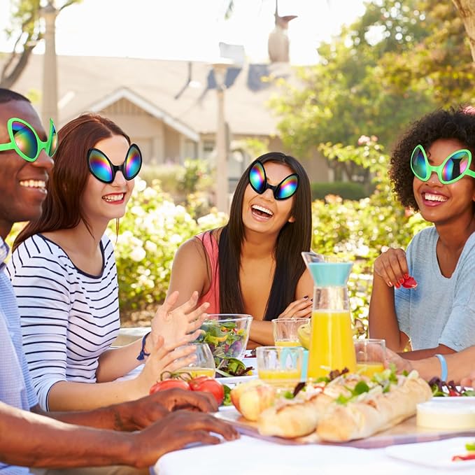 Bencailor 12 Pack Alien Glasses with Lenses Funny Alien Sunglasses Bulk for Cosplay Costume Accessories Carnival Mardi Gras Party Favor (Mixed Colors)
