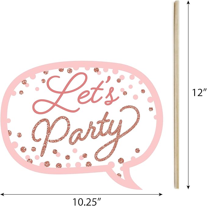 Big Dot of Happiness Pink Rose Gold Birthday - Happy Birthday Party Photo Booth Props Kit - 20 Count
