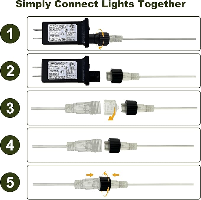2-Pack Connectable 210FT 600LED Christmas String Lights Waterproof, Twinkle Lights with 8 Modes, Bright Indoor String Lights, String Lights Outdoor Green Wire for Holiday Party Christmas Decorations