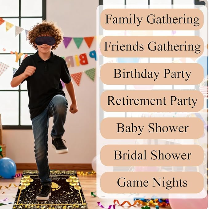 Gold Birthday Party Games, Blindfold 60-Second Challenge Party Game for Kids Adults, Indoor Outdoor Group Activity, Birthday Party Supplies Decorations, Funny Game for Birthday Retirement