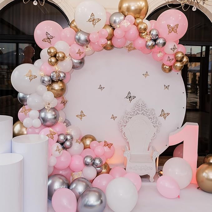 RUBFAC 135pcs Baby Pink Balloons Different Sizes 18 12 10 5 Inch for Garland Arch, Light Pastel Pink Latex Balloon for Wedding Birthday Party Baby Shower Gender Reveal Anniversary Decorations