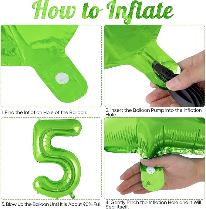 Green Number 5 Balloon 40 Inch, Big Large Foil Helium Number Balloons, Jumbo Giant Mylar Number 5 Balloons for 5 Year Old Birthday Party Decorations Supplies Anniversary Celebration