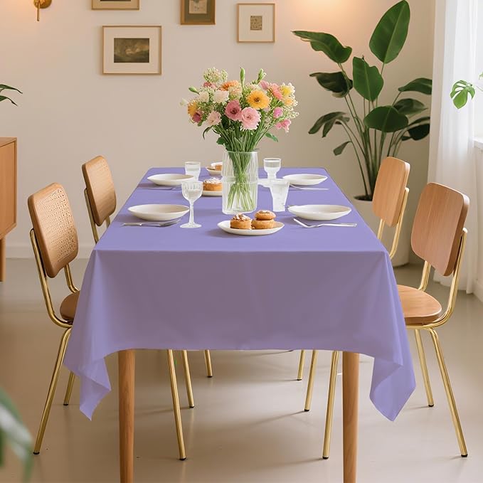 6 Pack Premium Disposable Plastic Tablecloth 54" x 108" Party Table Cloths Disposable for 6 to 8 Foot Tables Indoor or Outdoor Parties Birthdays Weddings Christmas Anniversary Buffet Table (Purple)