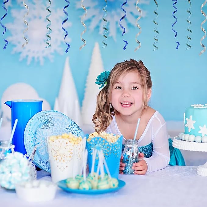 BEISHIDA Blue Blue Silver Curling Ribbons Balloon String Ribbons - 3 Pack 100 Yards for Gift Warppping Birthday Retirement Winter Frozen Party Winter Christmas Party Decorations