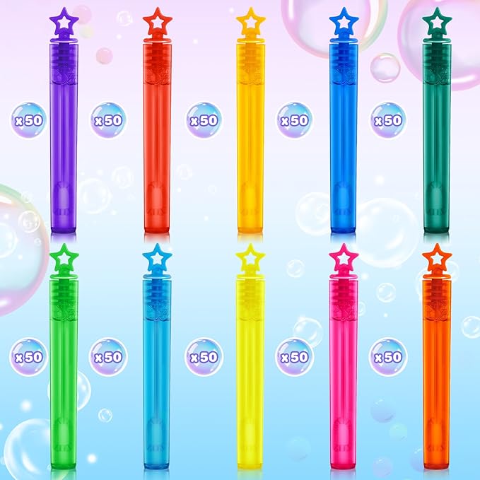 OCHIDO 500 Pieces Mini Bubble Wands in 10 Colors, Bubbles Party Favors for Kids, Bubble Wands Bulk for Summer Toys Gift, Indoor Outdoor Activity, Themed Birthday, Wedding, Goodie Bags Stuffers