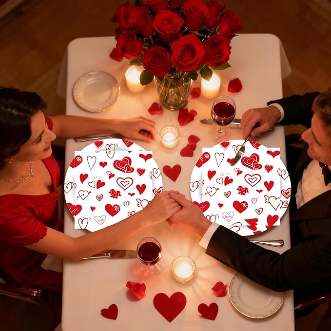 40 Pcs Valentines Day Plates and Napkins Party Supplies, Red Heart Valentine Paper Plates Napkins Disposable Tableware Set for Anniversary Wedding Mother's Day Party Decorations