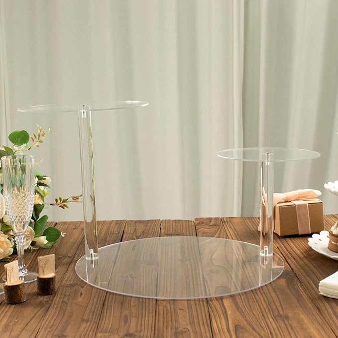 Efavormart 23" Clear 3-Tier Plastic Spiral Pedestal Dessert Display Riser, Round Cupcake Cake Stand