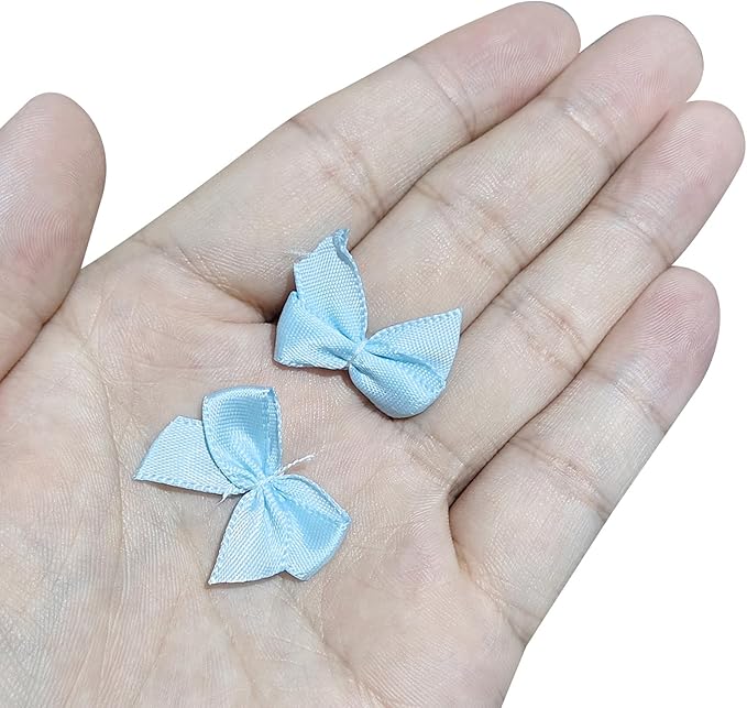 MECCANIXITY 50Pcs Mini Ribbon Bow 1" Mini Fabric Satin Ribbon Flower Bows for Craft DIY Sewing Wedding Birthday Party Gift Wrap Bows Pale Mauve
