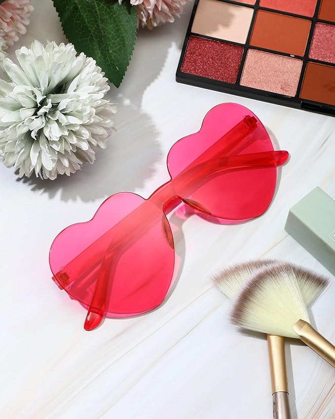 Frienda 20 Pairs Heart Shaped Sunglasses Rimless Candy Color Glasses for Women Men Party Favor