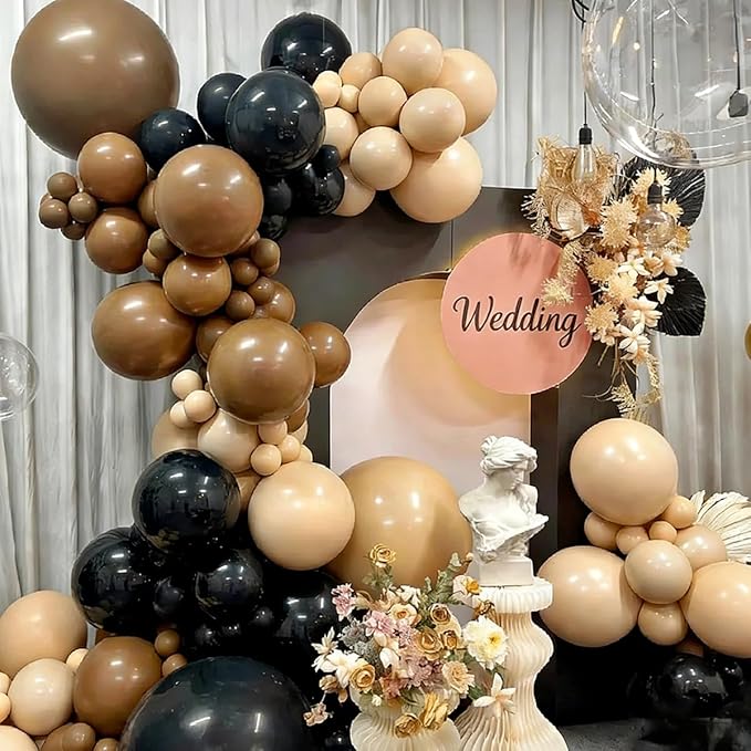 Black Brown Nude White Balloon Garland Arch Kit, 167Pcs Western Cowboy Balloons for Boy First Rodeo Wild West Country Birthday Farm Boho Chic Baby Shower Wedding Party Decorations