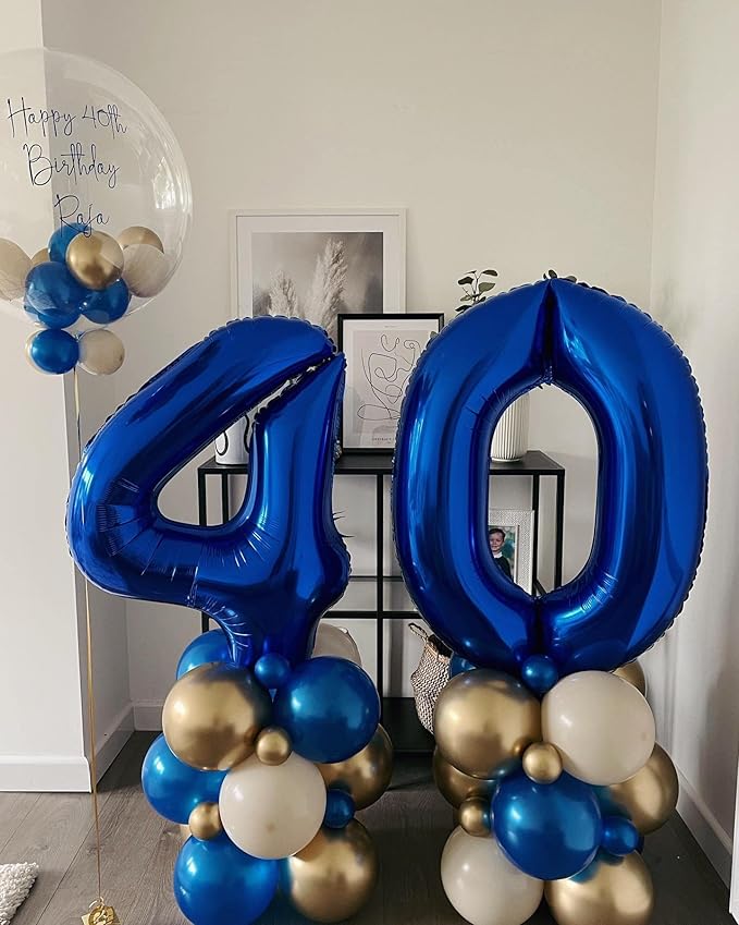 40 Inch Navy Blue 40 Number Balloons Giant Jumbo Huge 40 Foil Mylar Helium Number Digital Balloons Dark Blue Birthday Mylar Digital Balloons 40th Birthday Party 40th Anniversary Events Party