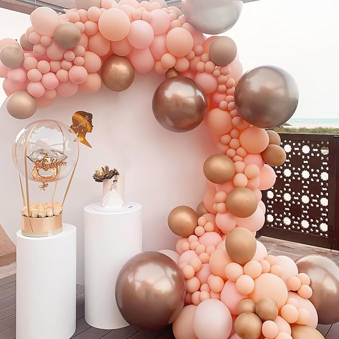 120pcs Peach Balloons, 18 12 10 5 inch Light Orange Balloons Different Sizes Pastel Orange Balloon Arch Kit for Wedding Bridal Shower Baby Shower Birthday Party Decorations