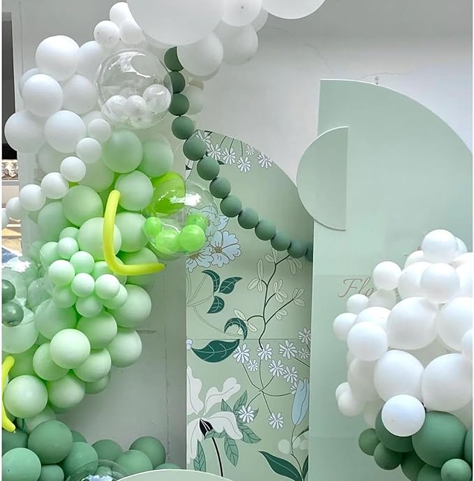 412pcs Pastel Mint Green Balloon Garland Arch Kit 18 12 10 5 Inch Different Sizes Light Latex Balloons for Baby Shower Birthday Wedding Jungle Forest Party Decoration