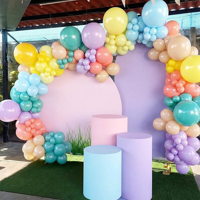 Retro Rainbow Balloons, 60PCS Boho Colorful Balloons, 12 Inch Dusty Light Blue Blush Pink Orange Yellow Purple Balloon Assorted Color Balloon for Boho Birthday Wedding Baby Shower Party Decorations