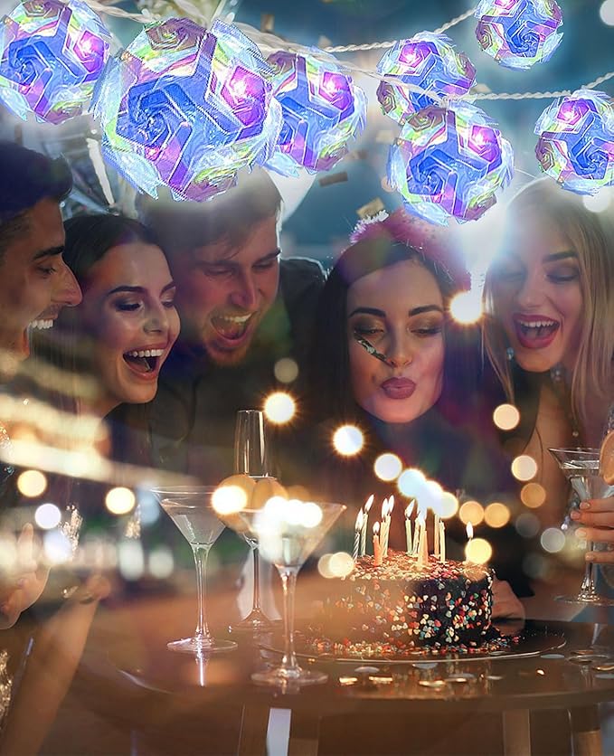 AceList 50 LED Holographic Iridescent String Lights, 16.4Ft Enchanting Disco Ball String Lights– USB&Battery Powered Fairy Lights Iridescent Party Decorations for Home, Classroom, Birthday, Christmas